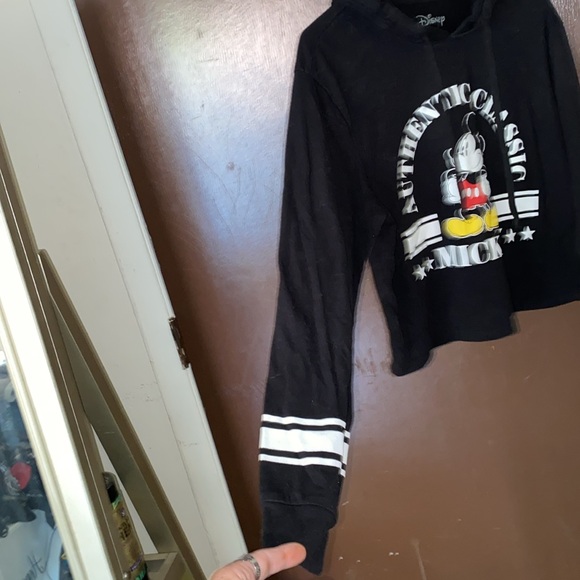 Women’s black authentic, Disney, Mickey Mouse, hooded crop sweatshirt 💋💋💋 - Picture 3 of 5